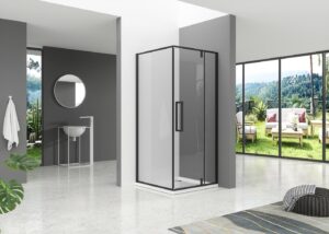 B-LINE TUŠ KABINA KVADRATNA 800x800x1950, CRNA, PROZIRNO STAKLO, VRATA+STIJENA