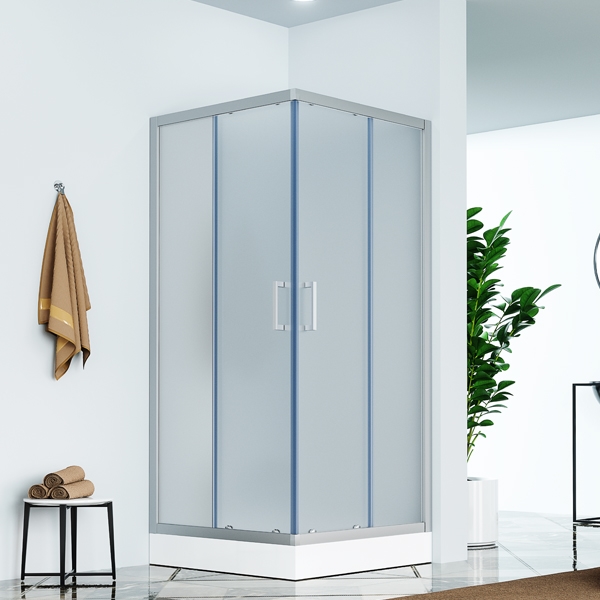 C-LINE TUŠ KABINA KVADRATNA 900x900x1950, KROM, MUTNO STAKLO