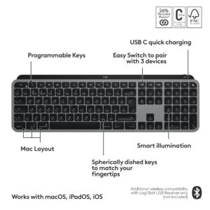 Tipkovnica Logitech MX Keys S for Mac, bežična, BT
