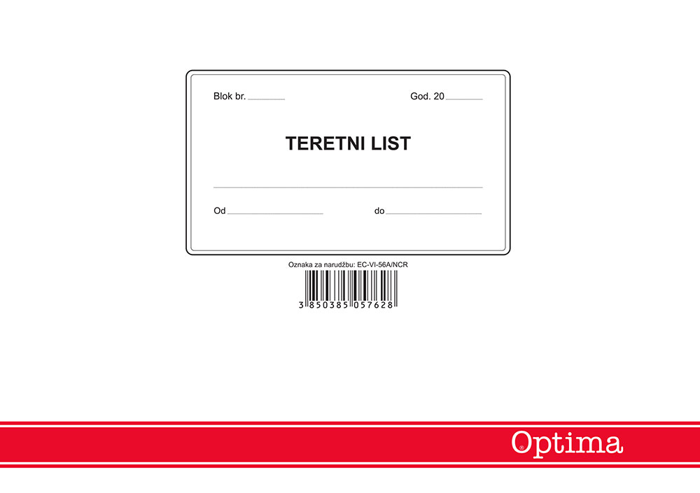 Teretni list EC-VI-56/A NCR, blok A5, 3x50 L OPTIMA P10/40