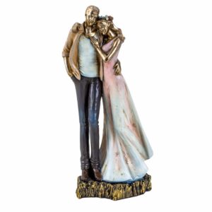 FIGURA STILIZIRANA ZALJUBLJENI PAR BIJELO-SREBRNI 27 CM